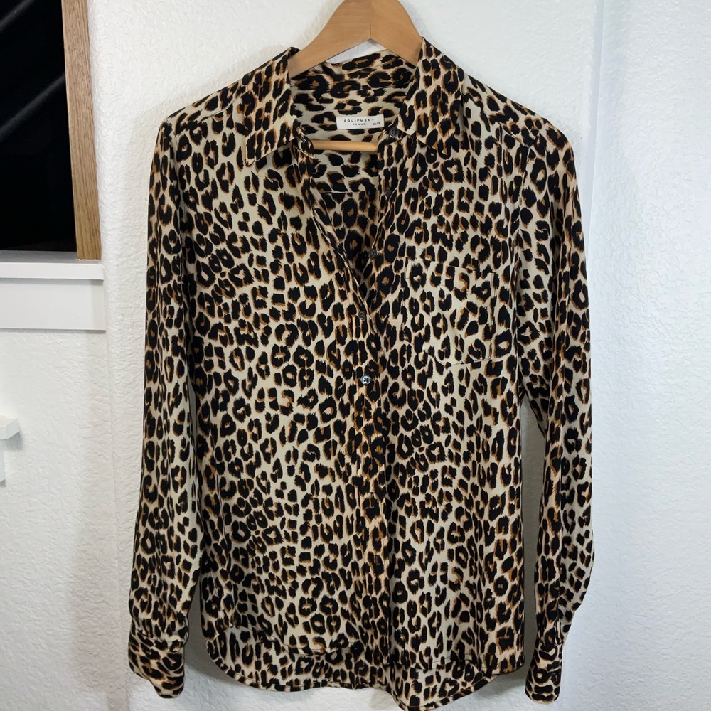 Equipment Leopard Print Button Down - image 2